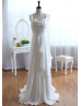 Ruffled Sweetheart Neck Ivory Pleated Chiffon Beach Wedding Dress